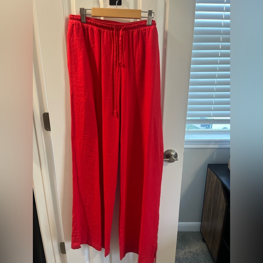 Target Wide Leg Drawstring Pants - Red